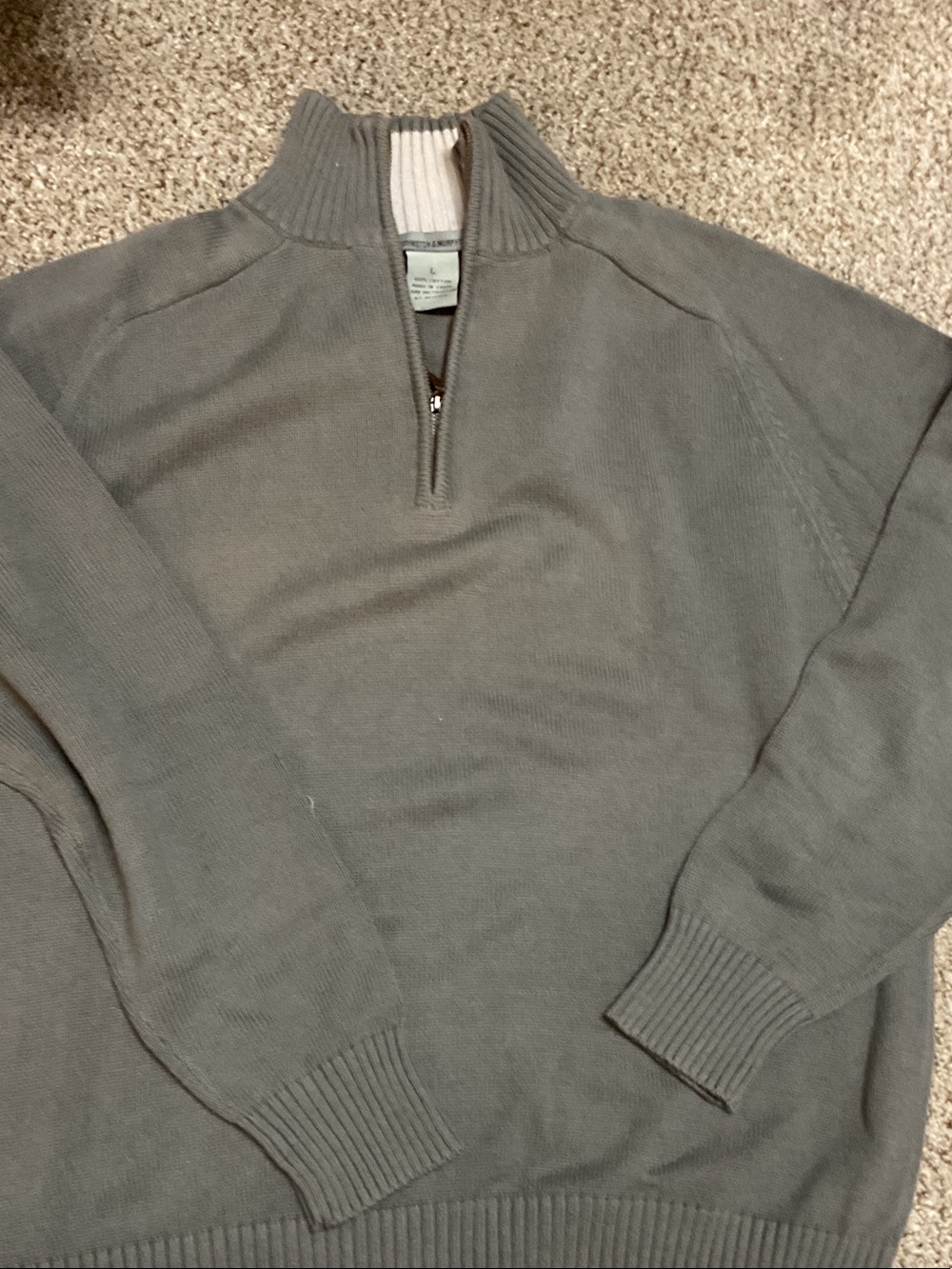 Johnston & Murphy Men's Dark Gray Half-Zip Sweater
